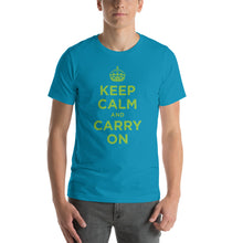 Aqua / S Keep Calm and Carry On (Green) Short-Sleeve Unisex T-Shirt by Design Express