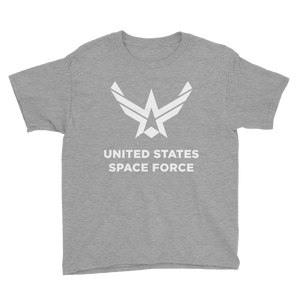 Heather Grey / XS United States Space Force "Reverse" Youth Short Sleeve T-Shirt by Design Express
