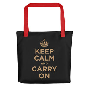 Red Keep Calm and Carry On (Black Gold) Tote bag Totes by Design Express