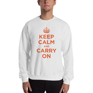 White / S Keep Calm and Carry On (Orange) Unisex Sweatshirt by Design Express