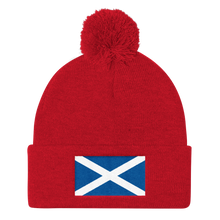 Red Scotland Flag "Solo" Pom Pom Knit Cap by Design Express