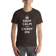 Brown / S Keep Calm and Carry On (White) Short-Sleeve Unisex T-Shirt by Design Express