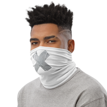 Crossed Grey Duct Tape on White Neck Gaiter by Design Express