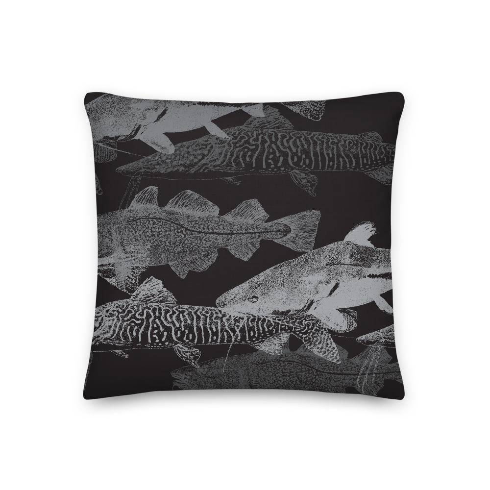 18×18 Grey Black Catfish Square Premium Pillow by Design Express