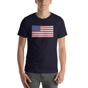 Navy / S United States Flag "Solo" Short-Sleeve Unisex T-Shirt by Design Express