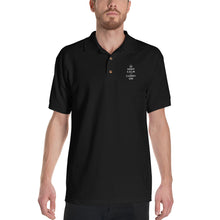 Keep Calm and Carry On (White Embroidered) Polo Shirt by Design Express
