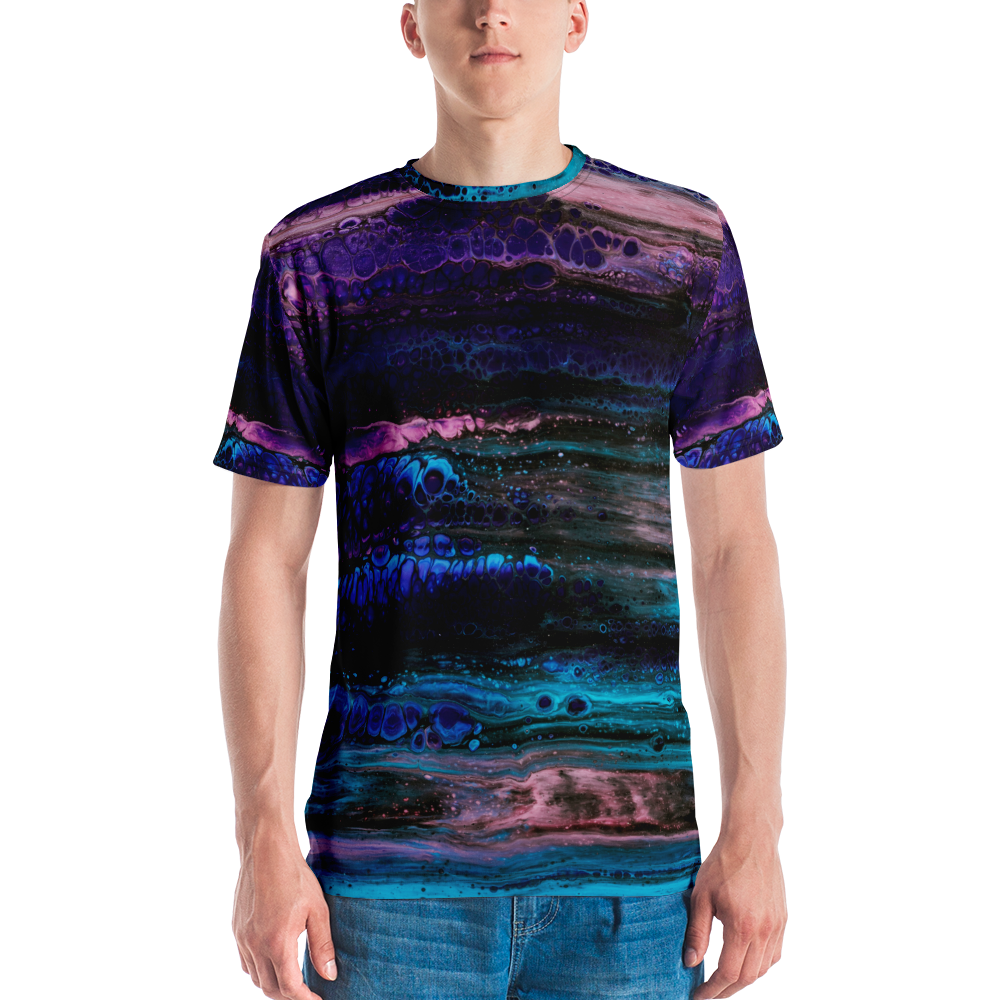XS Purple Blue Abstract Men's T-shirt by Design Express