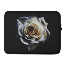 15 in White Rose on Black Laptop Sleeve by Design Express