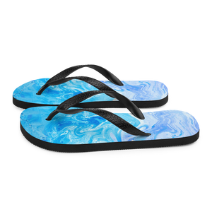 Blue Watercolor Marble Flip-Flops by Design Express