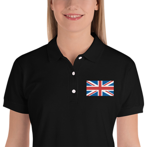 Black / S United Kingdom Flag "Solo" Embroidered Women's Polo Shirt by Design Express