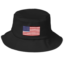 Black United States Flag "Solo" Old School Bucket Hat by Design Express