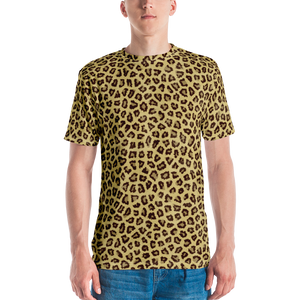 XS Yellow Leopard Print Men's T-shirt by Design Express