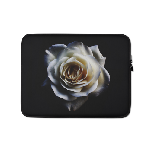 13 in White Rose on Black Laptop Sleeve by Design Express