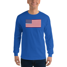 Royal / S United States Flag "Solo" Long Sleeve T-Shirt by Design Express