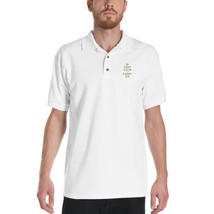 Keep Calm and Carry On (Gold Embroidered) Polo Shirt by Design Express