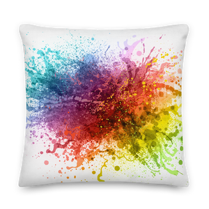 22×22 Rainbow Paint Splash Premium Pillow by Design Express