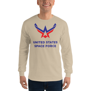 Sand / S United States Space Force Long Sleeve T-Shirt by Design Express