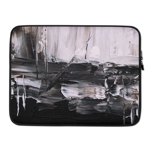 15 in Black & White Abstract Painting Laptop Sleeve by Design Express