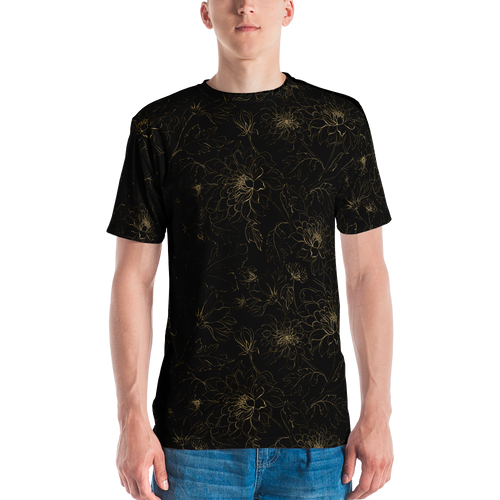 XS Golden Floral Men's T-shirt by Design Express