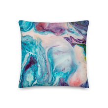 18×18 Blue Multicolor Marble Square Premium Pillow by Design Express