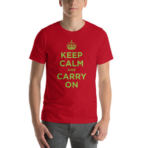 Red / S Keep Calm and Carry On (Green) Short-Sleeve Unisex T-Shirt by Design Express