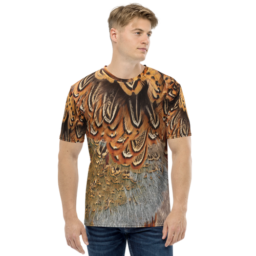 XS Brown Pheasant Feathers Men's T-shirt by Design Express