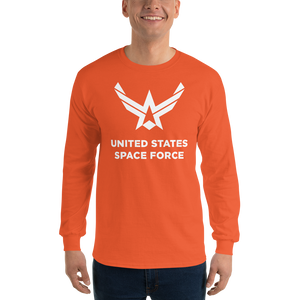 Orange / S United States Space Force "Reverse" Long Sleeve T-Shirt by Design Express