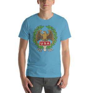 Ocean Blue / S USA Eagle Illustration Short-Sleeve Unisex T-Shirt by Design Express