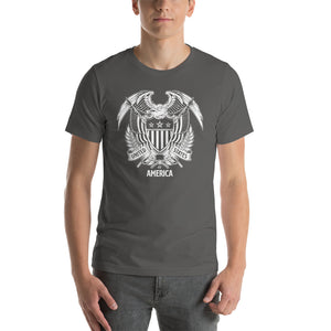Asphalt / S United States Of America Eagle Illustration Reverse Short-Sleeve Unisex T-Shirt by Design Express
