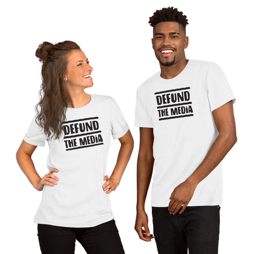 XS Defund The Media Unisex White T-Shirt by Design Express