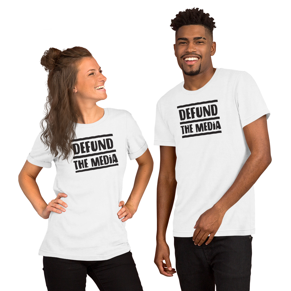 XS Defund The Media Unisex White T-Shirt by Design Express