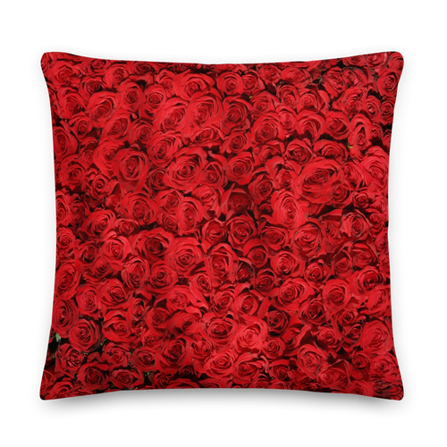 22×22 Red Rose Pattern Premium Pillow by Design Express