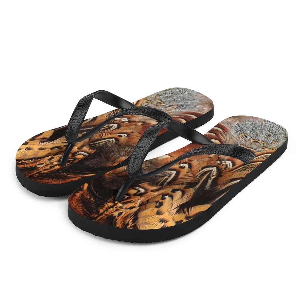 S Brown Pheasant Feathers Flip-Flops by Design Express