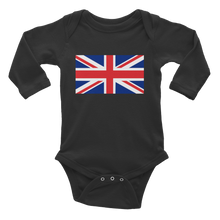 Black / 6M United Kingdom Flag "Solo" Infant Long Sleeve Bodysuit by Design Express