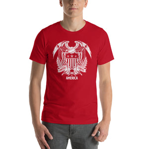 Red / S United States Of America Eagle Illustration Reverse Short-Sleeve Unisex T-Shirt by Design Express