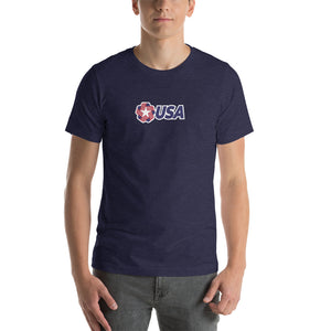 Heather Midnight Navy / S USA "Rosette" Short-Sleeve Unisex T-Shirt by Design Express
