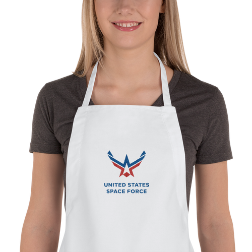 White United States Space Force Embroidered Apron by Design Express
