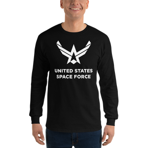Black / S United States Space Force "Reverse" Long Sleeve T-Shirt by Design Express