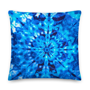 22×22 Psychedelic Blue Mandala Premium Pillow by Design Express