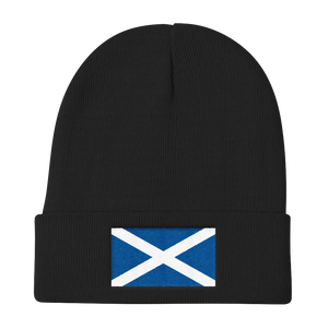 Black Scotland Flag "Solo" Knit Beanie by Design Express