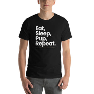 XS Eat Sleep Pup Repeat "Poppins" Short-Sleeve Unisex T-Shirt by Design Express