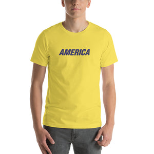 Yellow / S America "Star & Stripes" Back Short-Sleeve Unisex T-Shirt by Design Express