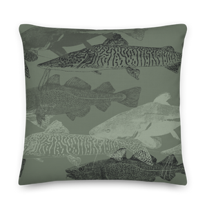 22×22 Army Green Catfish Square Premium Pillow by Design Express