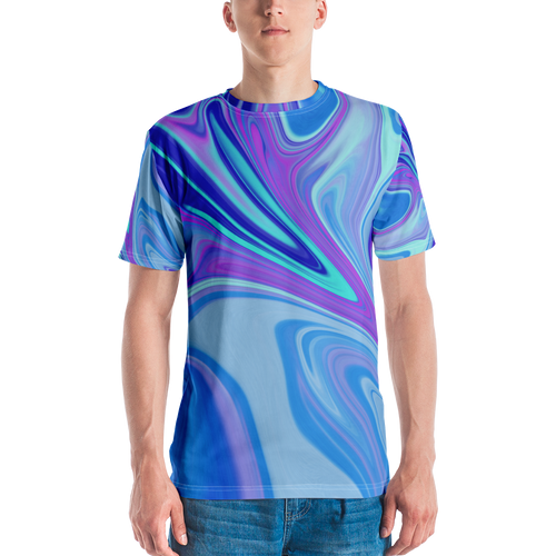 XS Purple Blue Watercolor Men's T-shirt by Design Express