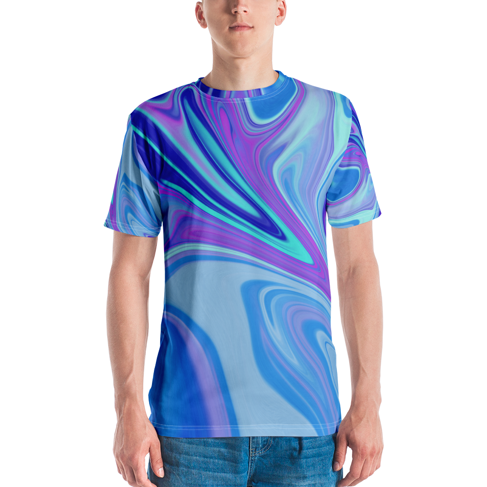 XS Purple Blue Watercolor Men's T-shirt by Design Express