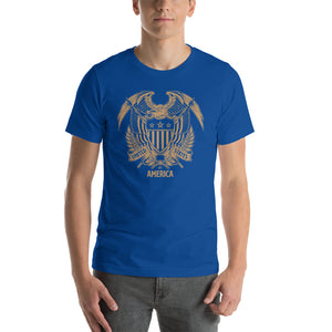 True Royal / S United States Of America Eagle Illustration Gold Reverse Short-Sleeve Unisex T-Shirt by Design Express