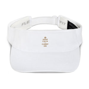 White Keep Calm and Carry On (Gold) Visor by Design Express