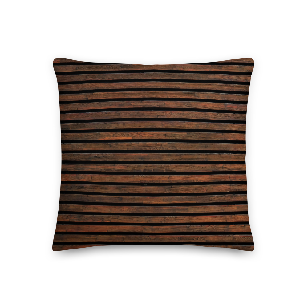 18×18 Horizontal Brown Wood Square Premium Pillow by Design Express