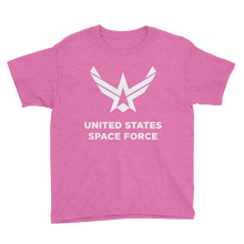 Heather Hot Pink / XS United States Space Force "Reverse" Youth Short Sleeve T-Shirt by Design Express