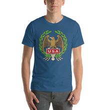 Steel Blue / S USA Eagle Illustration Short-Sleeve Unisex T-Shirt by Design Express
